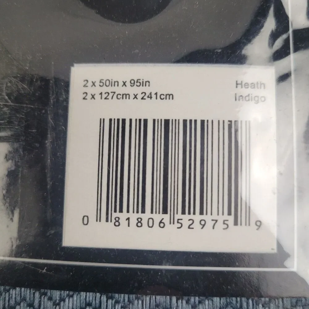 NEW Eclipse 50 x 95 Two Grommet curtain panels 'Heath Indigo' #CT17